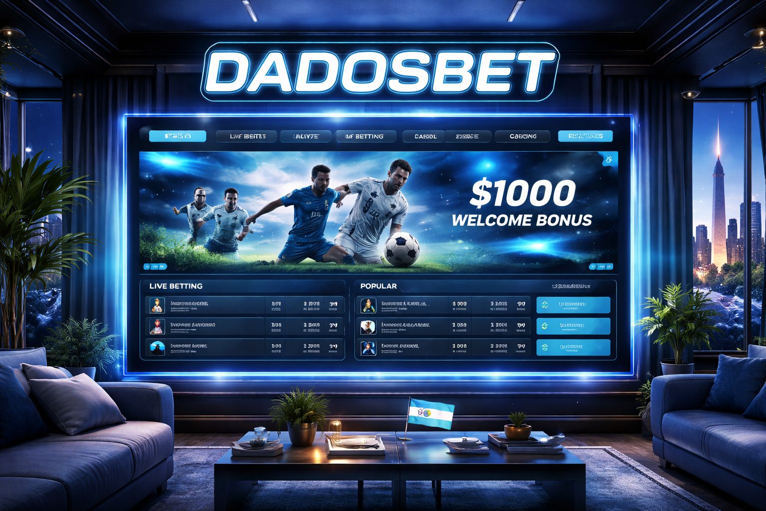 Interfaz de la página principal de DADOSBET para jugadores en Argentina